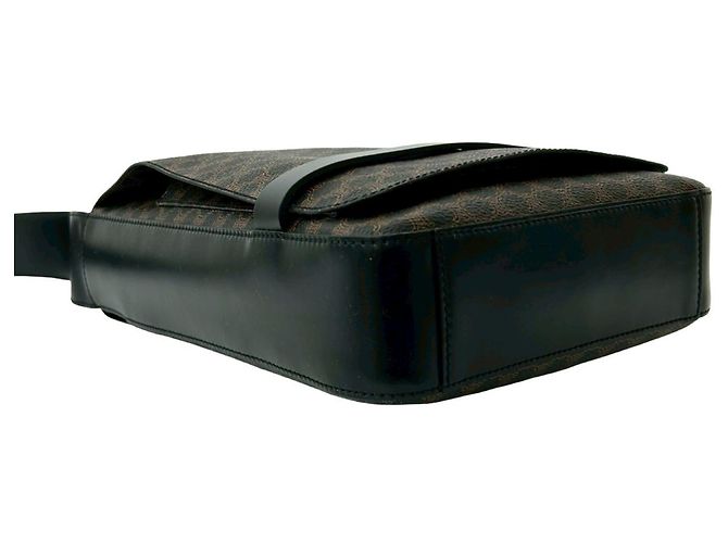 Céline Borsa a Spalla in Pelle Macadam Blason di CELINE Marrone Nero - vista 7