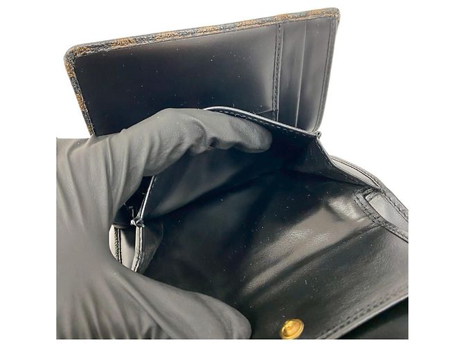 Céline Celine Macadam Blason Leder Dreifach-Brieftasche Braun Schwarz - Ansicht 10