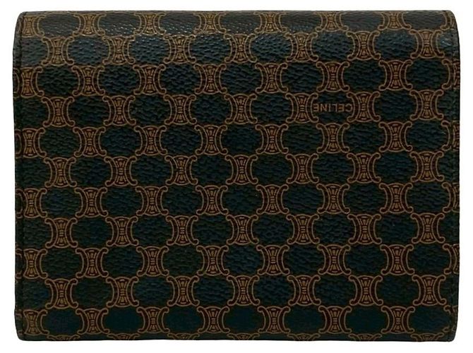 Céline Celine Macadam Blason Leder Dreifach-Brieftasche Braun Schwarz - Ansicht 2