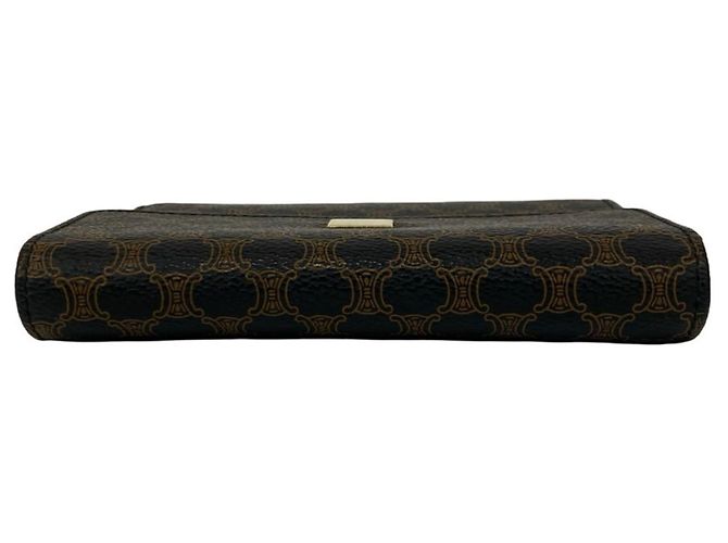 Céline Celine Macadam Blason Leder Dreifach-Brieftasche Braun Schwarz - Ansicht 3