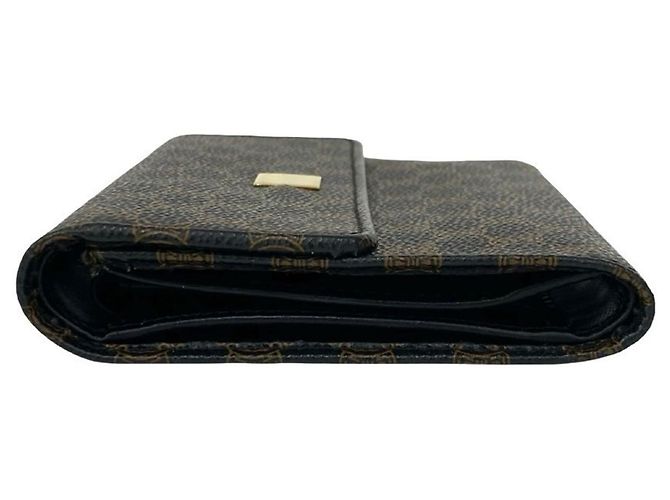 Céline Celine Macadam Blason Leder Dreifach-Brieftasche Braun Schwarz - Ansicht 4