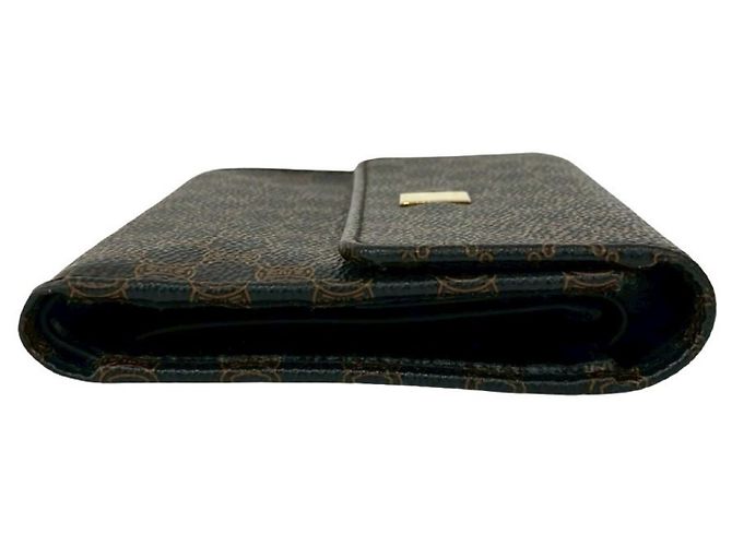 Céline Celine Macadam Blason Leder Dreifach-Brieftasche Braun Schwarz - Ansicht 5