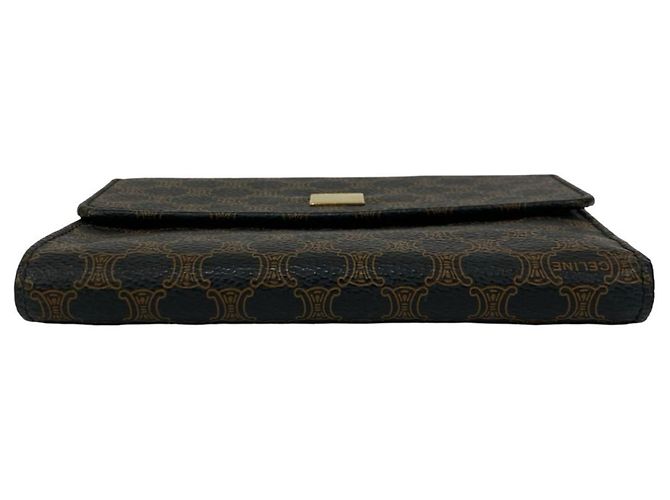 Céline Celine Macadam Blason Leder Dreifach-Brieftasche Braun Schwarz - Ansicht 6