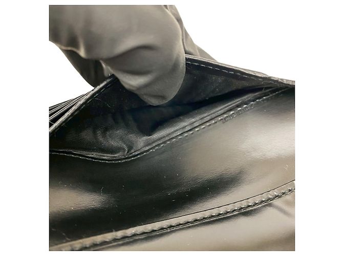 Céline Celine Macadam Blason Leder Dreifach-Brieftasche Braun Schwarz - Ansicht 9
