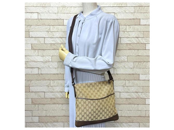 Borsa a Spalla Gucci in Tela GG Marrone - vista 2