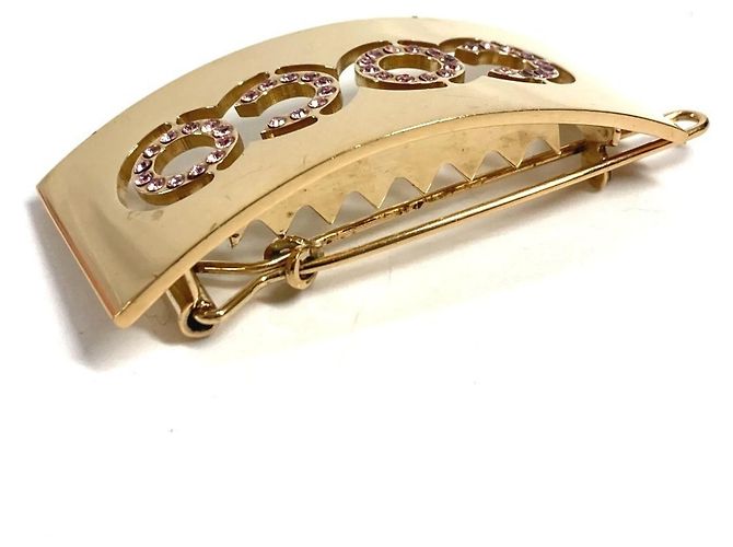 Fermaglio per capelli con strass logo Coco 02P di Chanel Rosa D'oro - vista 2