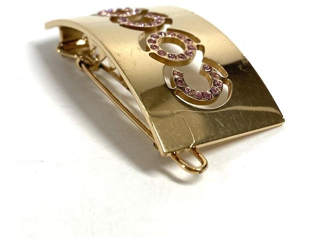 Fermaglio per capelli con strass logo Coco 02P di Chanel Rosa D'oro - vista 3