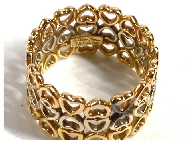 Anel Triplo Coração Coroa de Corações em Ouro 18K Tiffany & Co. Prata Dourado - vista 6