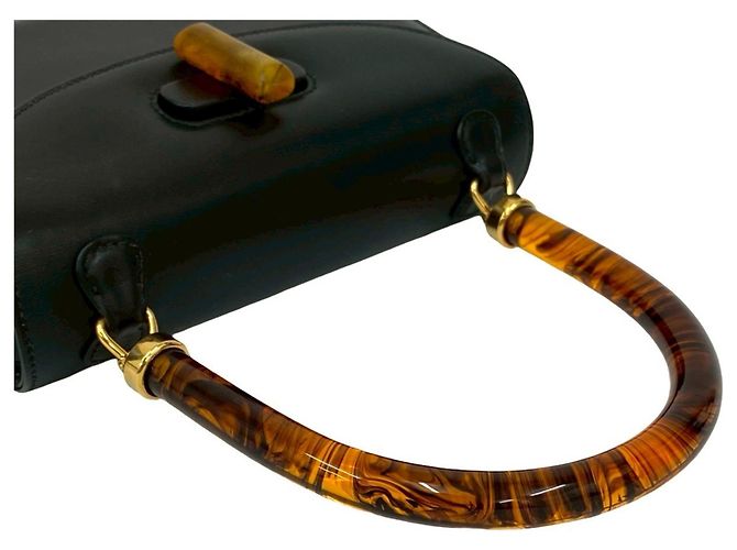 Bolsa de couro de bezerro Old Turnlock da Gucci Preto - vista 4