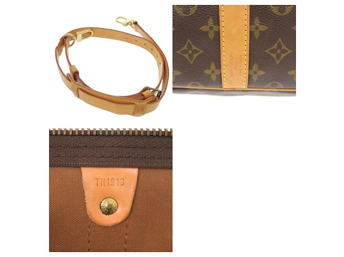 Borsa Boston Monogram Keepall Bandoulière 55 Louis Vuitton Marrone Monogramma - vista 10