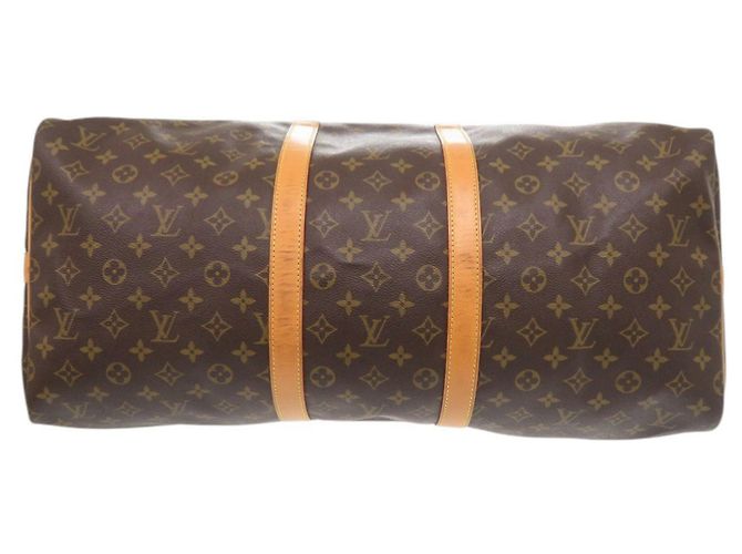 Borsa Boston Monogram Keepall Bandoulière 55 Louis Vuitton Marrone Monogramma - vista 3