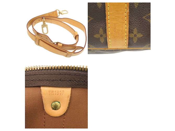 Borsa Boston Monogram Keepall Bandoulière 55 Louis Vuitton Marrone Monogramma - vista 10