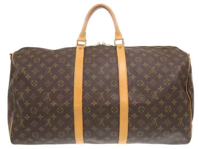 Borsa Boston Monogram Keepall Bandoulière 55 Louis Vuitton Marrone Monogramma - vista 2