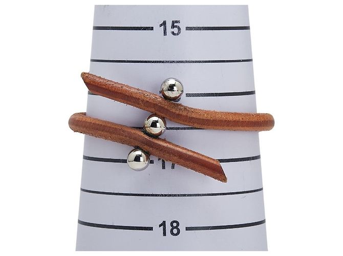 Hermès Bracciale in pelle e metallo Hermes Roulette Hill Marrone - vista 4