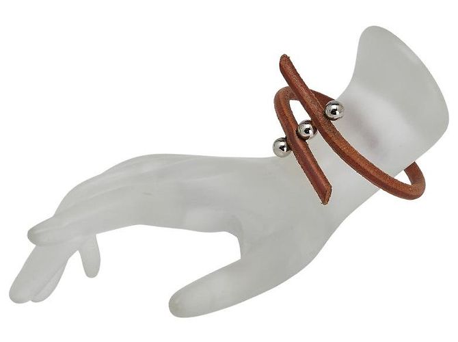 Hermès Bracciale in pelle e metallo Hermes Roulette Hill Marrone - vista 5