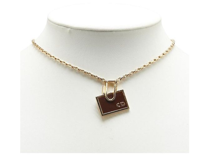Christian Dior Collana Piastra Logo Dior D'oro Metallico - vista 7