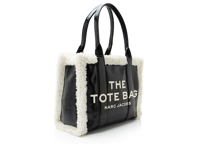 Große Tasche The Tote aus zerknittertem Leder und Kunstfell von Marc Jacobs Schwarz - Ansicht 2