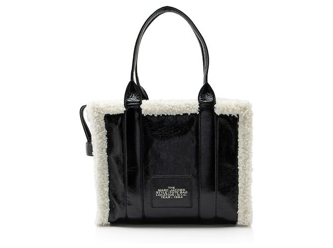 Große Tasche The Tote aus zerknittertem Leder und Kunstfell von Marc Jacobs Schwarz - Ansicht 3