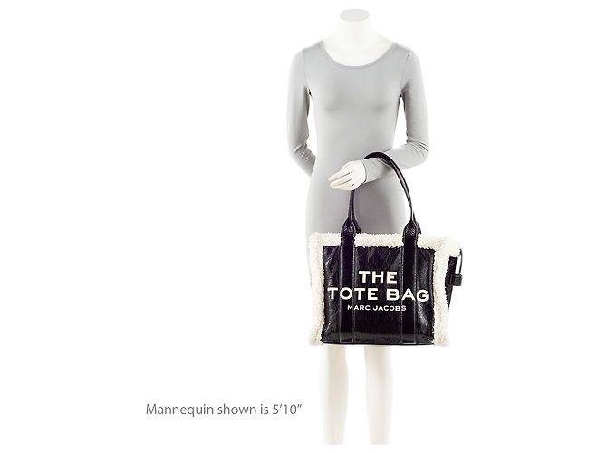 Große Tasche The Tote aus zerknittertem Leder und Kunstfell von Marc Jacobs Schwarz - Ansicht 5
