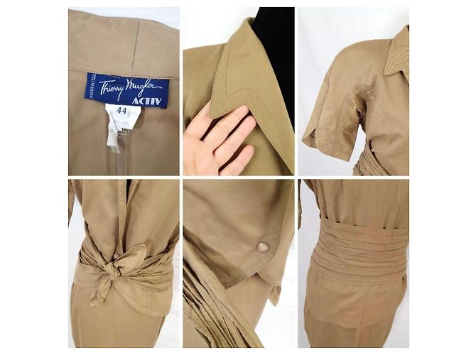 Thierry Mugler tailleur marrone con giacca a maniche corte - vista 10