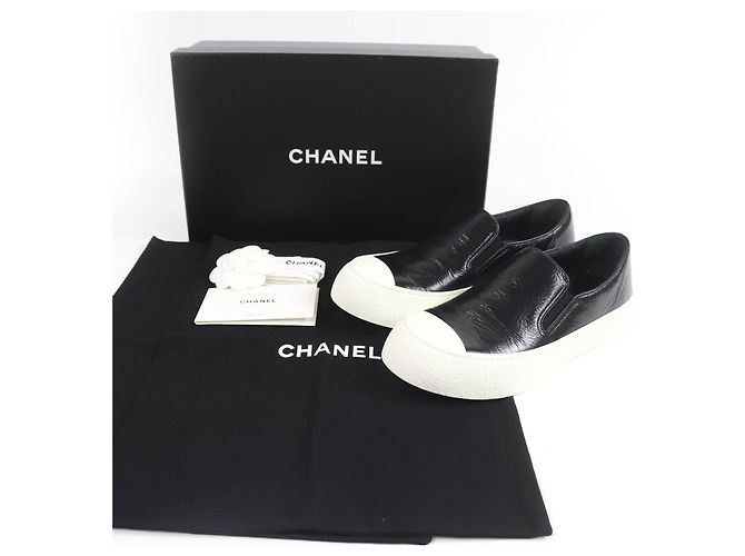 Timeless Chanel COCO Mark Leder Slip-Ons Schwarz - Ansicht 2