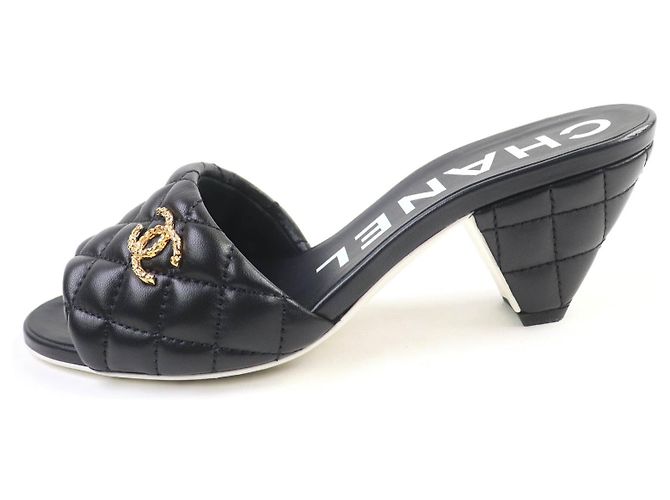 Timeless Sandali Chanel Coco Mark Matelasse in agnello Nero - vista 5