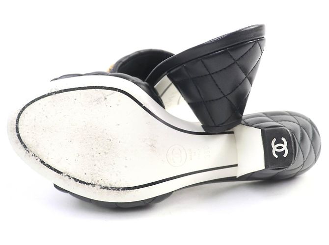 Timeless Sandali Chanel Coco Mark Matelasse in agnello Nero - vista 7