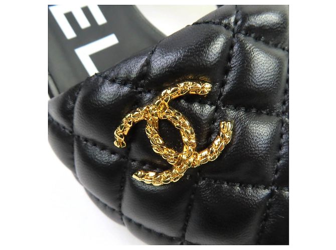 Timeless Sandali Chanel Coco Mark Matelasse in agnello Nero - vista 9