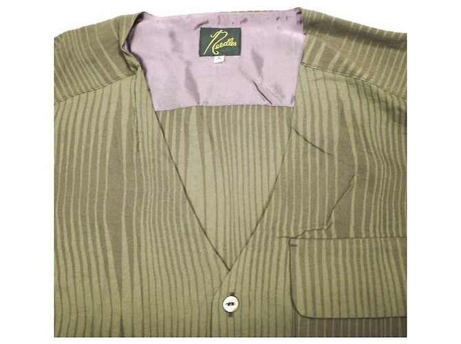 Autre Marque Camicia V Collo R/N Strisce Ondulate Jq. Verde Verde oliva - vista 5
