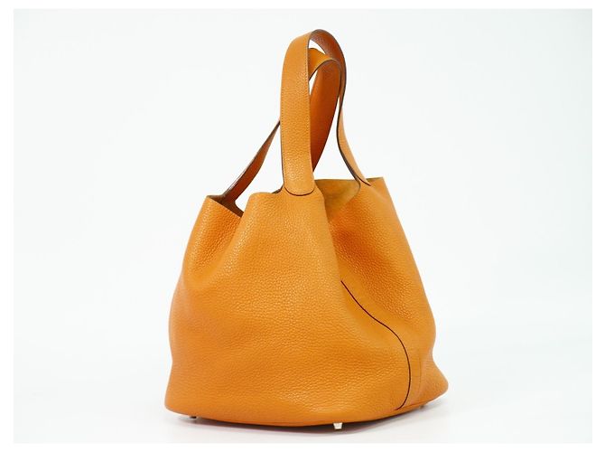 Borsa Picotin Lock Hermès Togo GM Arancione - vista 2