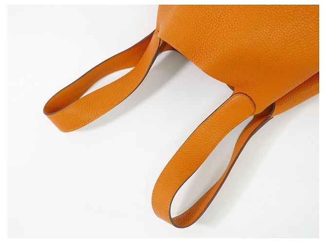 Borsa Picotin Lock Hermès Togo GM Arancione - vista 7