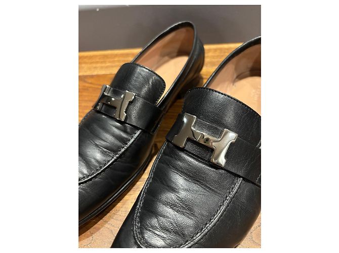 Mocassini in pelle nera Hermès con fibbia 'H' Nero - vista 10
