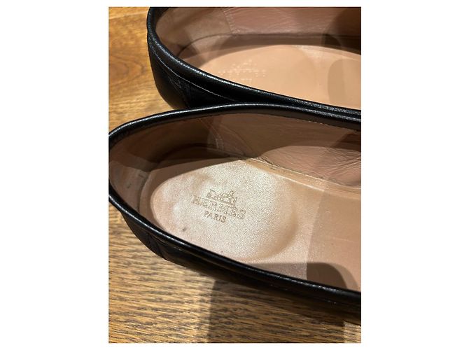 Mocassini in pelle nera Hermès con fibbia 'H' Nero - vista 5