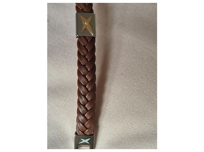 Bracciale in pelle intrecciata marrone Mauboussin - vista 11