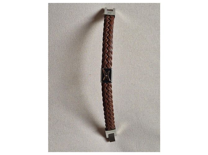 Bracciale in pelle intrecciata marrone Mauboussin - vista 13