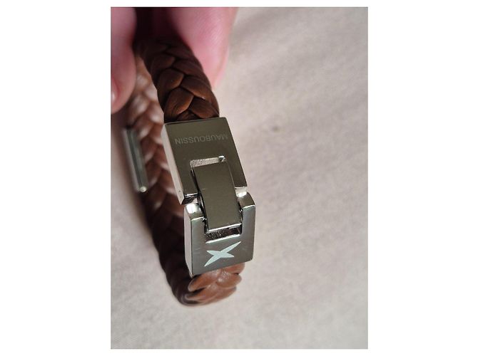 Bracciale in pelle intrecciata marrone Mauboussin - vista 3
