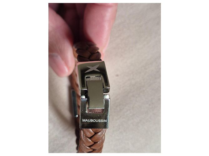 Bracciale in pelle intrecciata marrone Mauboussin - vista 4