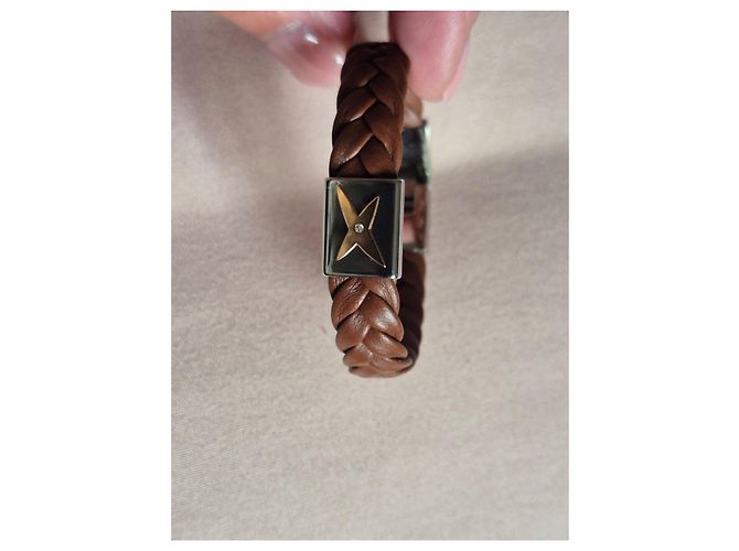 Bracciale in pelle intrecciata marrone Mauboussin - vista 5