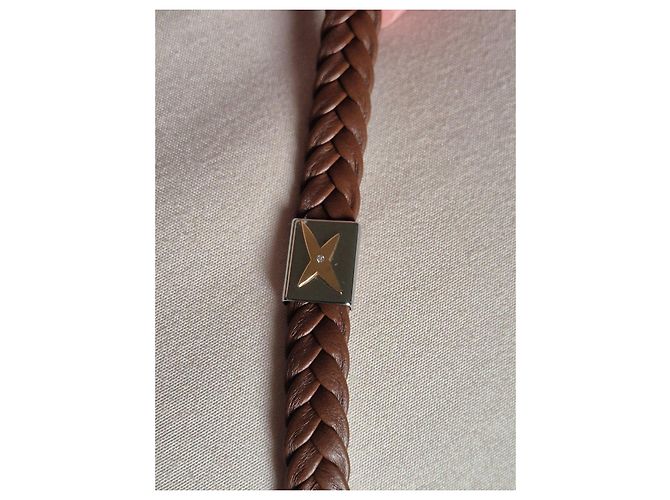Bracciale in pelle intrecciata marrone Mauboussin - vista 6