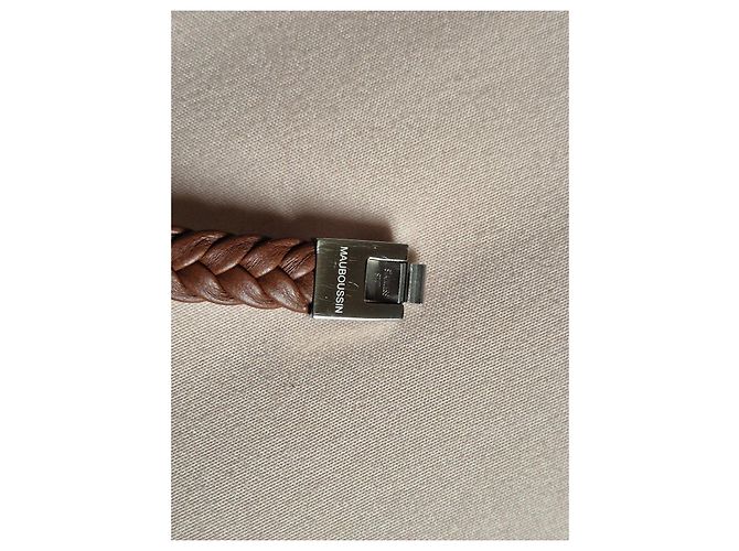 Bracciale in pelle intrecciata marrone Mauboussin - vista 8