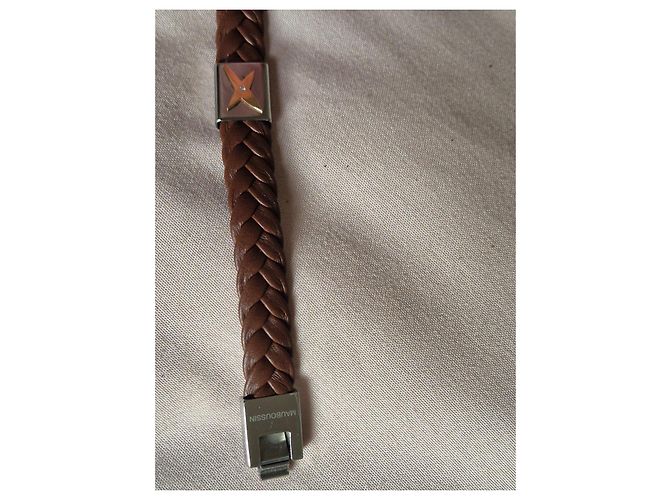 Bracciale in pelle intrecciata marrone Mauboussin - vista 9