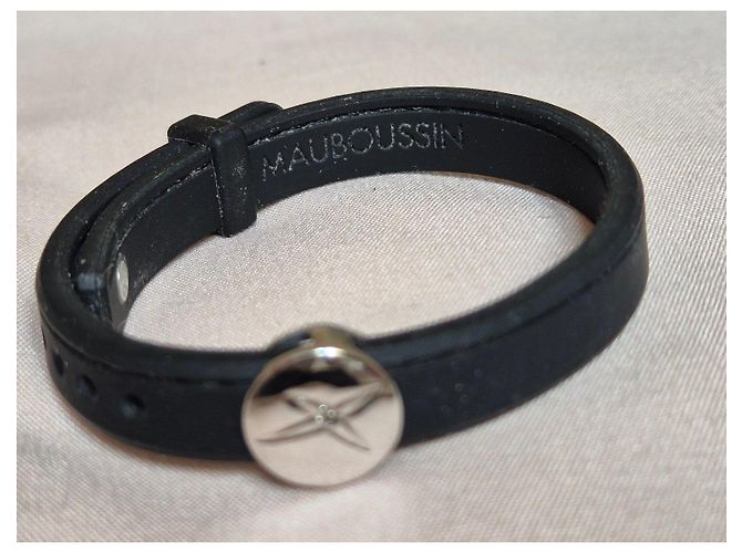 Bracciale Mauboussin in gomma nera, argento e diamante Nero - vista 3