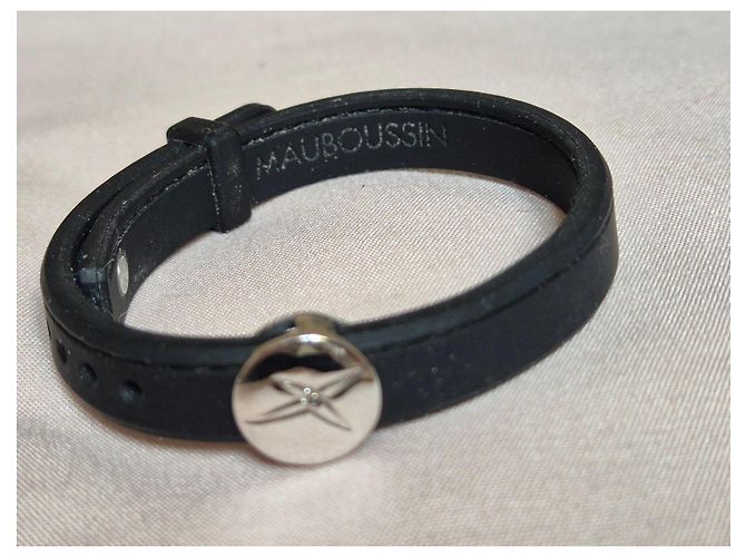 Bracciale Mauboussin in gomma nera, argento e diamante Nero - vista 4