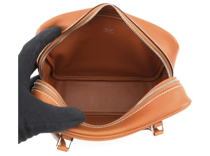 Borsa Hermès Plume Mini in Epsom Cognac - vista 5