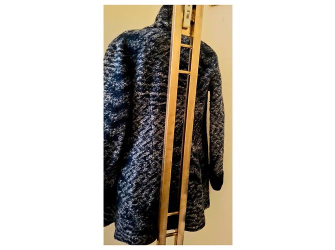 No Brand Hermoso abrigo/cárdigan de lana bouclé Azul Gris - vista 12
