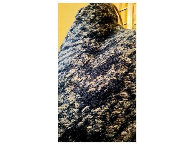 No Brand Hermoso abrigo/cárdigan de lana bouclé Azul Gris - vista 9