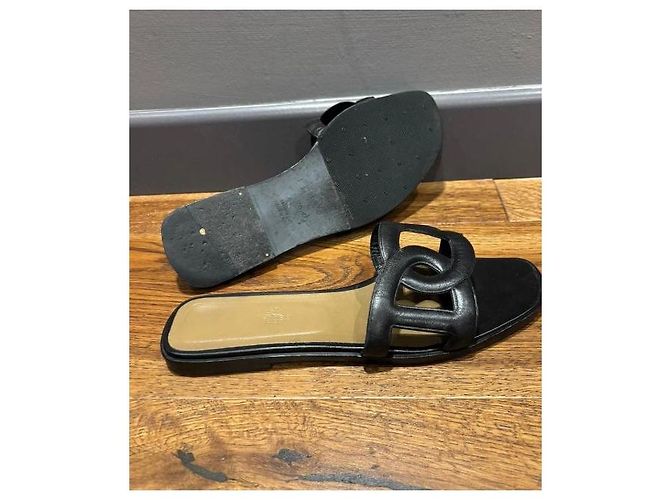Sandali Aloha Hermès in pelle nera Nero - vista 6