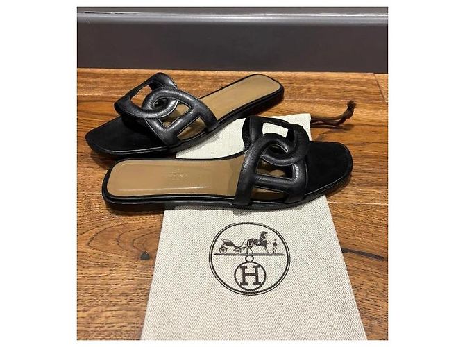 Sandali Aloha Hermès in pelle nera Nero - vista 7