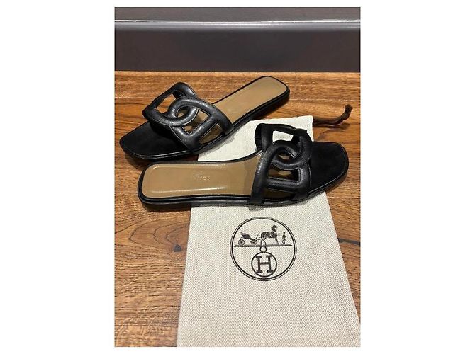 Sandali Aloha Hermès in pelle nera Nero - vista 8
