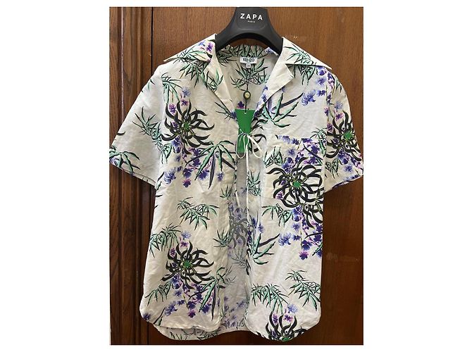 Camicia Kenzo con stampa floreale cotone lino beige Multicolore - vista 2